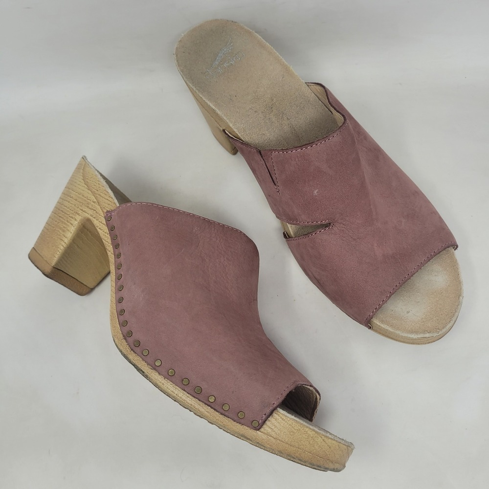 Dansko Sandals EUS41 US11 Tandi Rose Nubuck Leather Studded Open Toe Mules